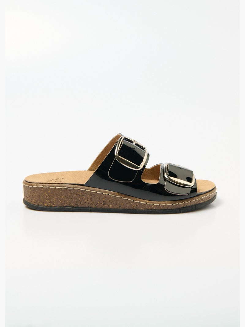 Mules compensées à boucles réglables - Afibel Noir - Kiabi