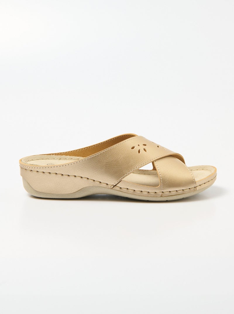 Mules compensées avec brides croisées - Afibel Doré - Kiabi