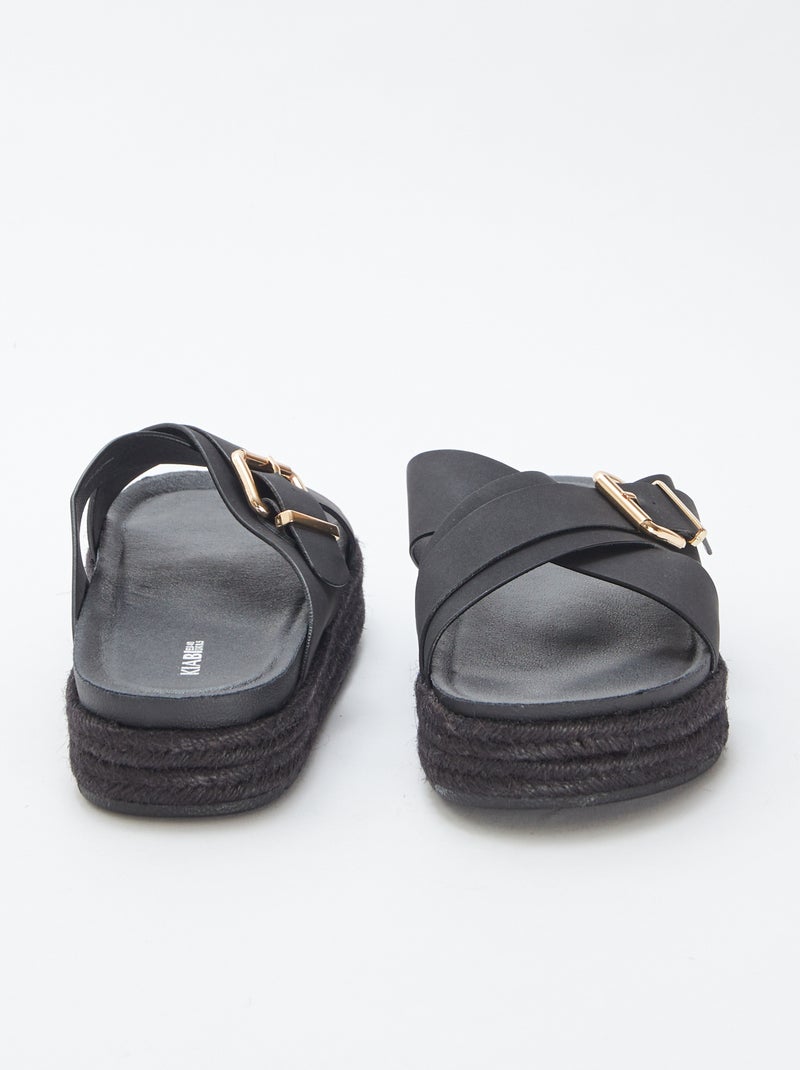 Mules compensées avec semelles en cordes NOIR - Kiabi