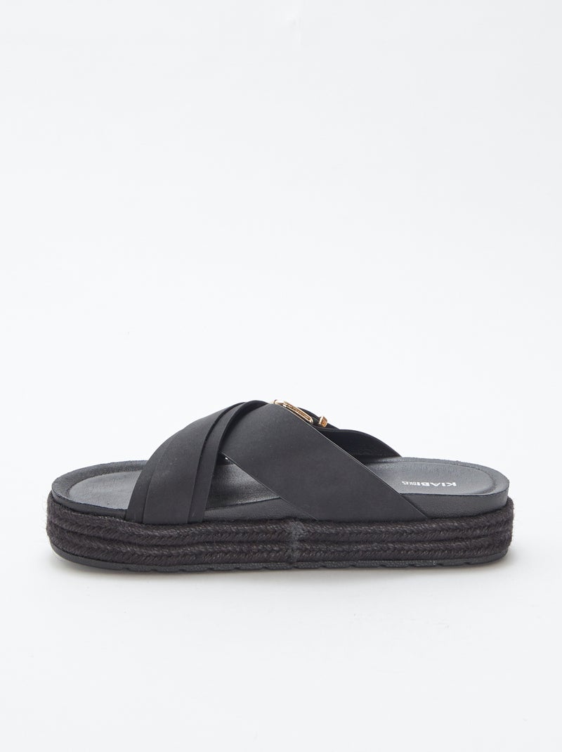 Mules compensées avec semelles en cordes NOIR - Kiabi
