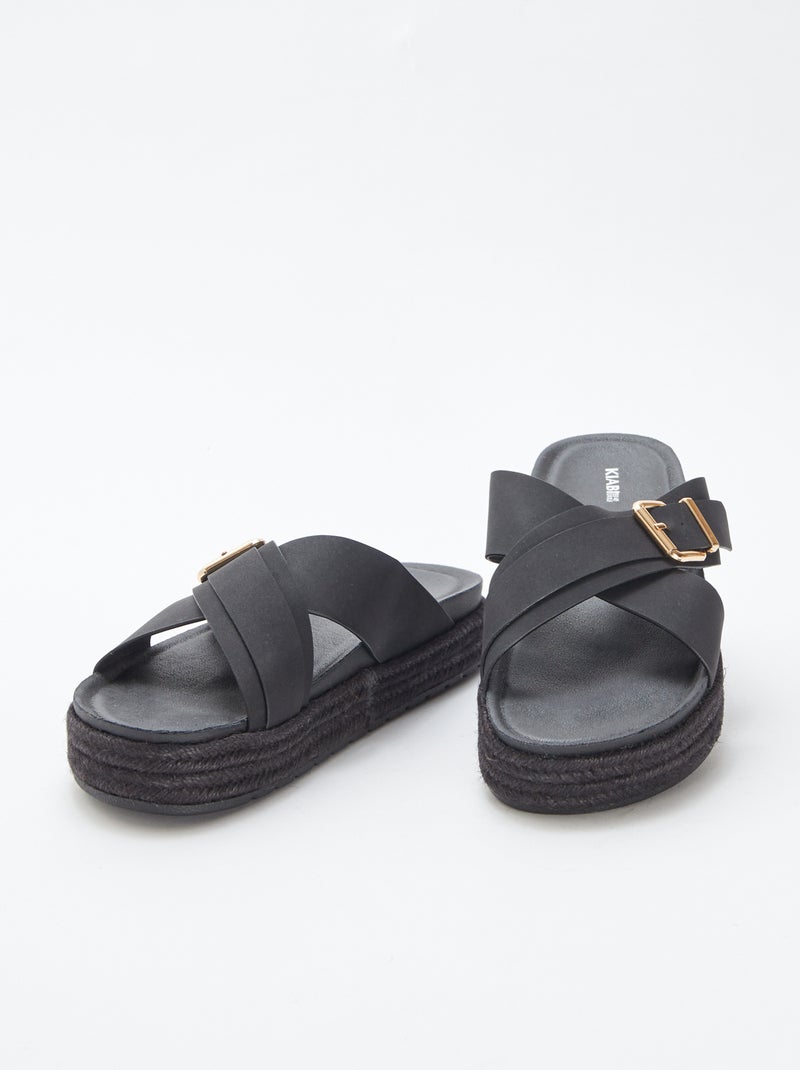 Mules compensées avec semelles en cordes NOIR - Kiabi