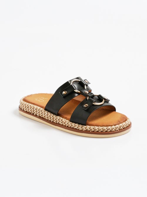 Mules compensées brides avec anneaux - Kiabi