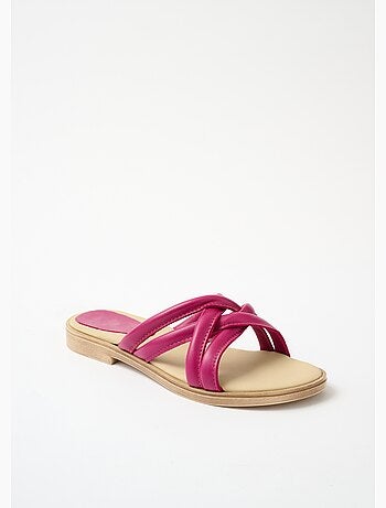 Mules compensées brides croisées cuir - AFIBEL