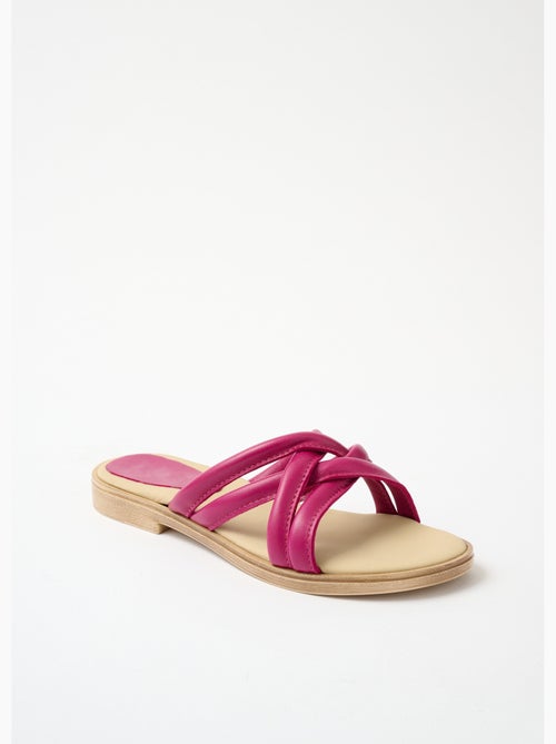 Mules compensées brides croisées cuir - AFIBEL - Kiabi