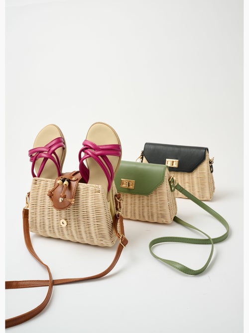 Mules compensées brides croisées cuir - AFIBEL - Kiabi