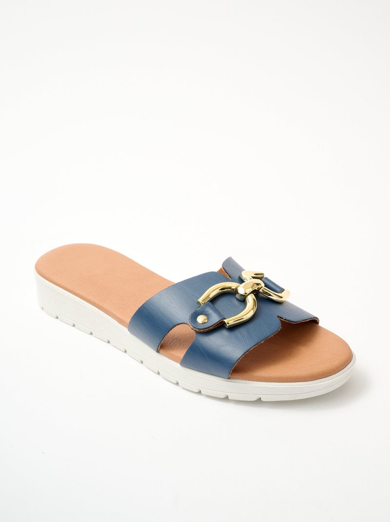 Mules compensées vegan largeur confort Bleu marine - Kiabi