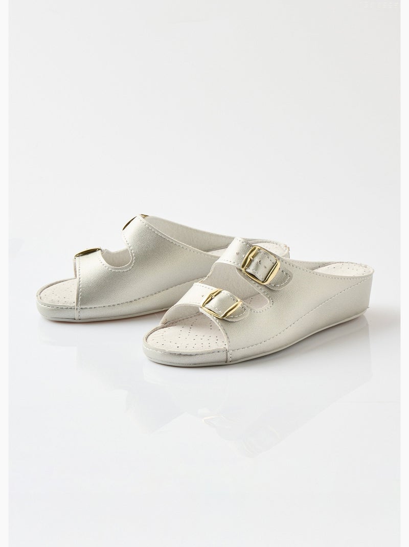 Mules confort grande largeur à boucles - Afibel Argenté - Kiabi