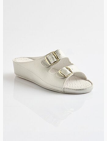 Mules confort grande largeur à boucles