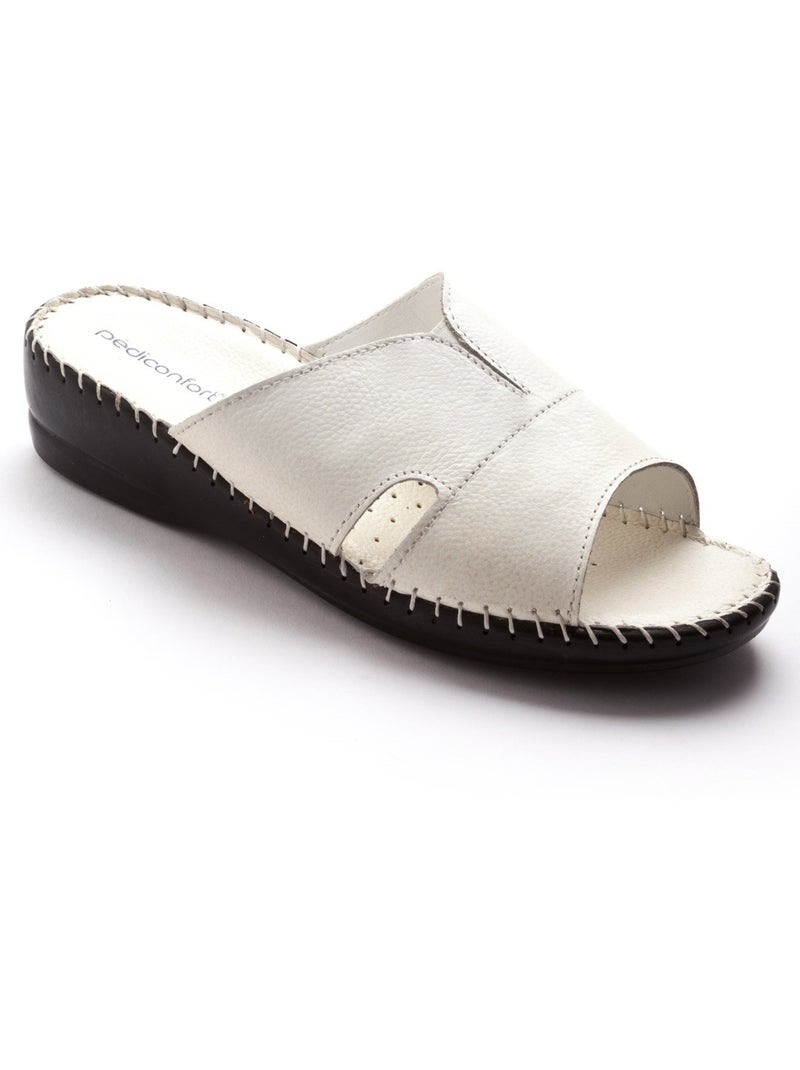 Mules cuir à aérosemelle - PEDICONFORT Blanc Blanc - Kiabi