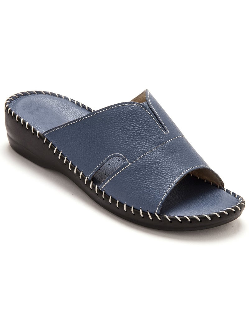 Mules cuir à aérosemelle - PEDICONFORT Bleu - Kiabi