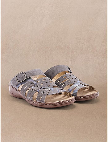 Mules cuir à scratchs - PEDICONFORT
