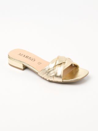 Mules cuir brides entrelacées fantaisie
