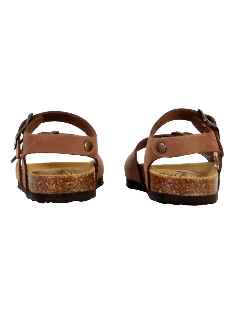 Mules Cuir Enfant Plakton Louis Marron cappuccino - Kiabi