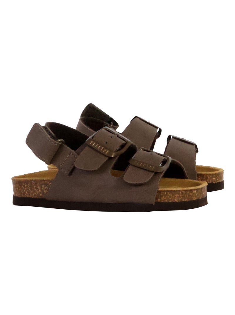 Mules Cuir Enfant Plakton Poli Marron - Kiabi