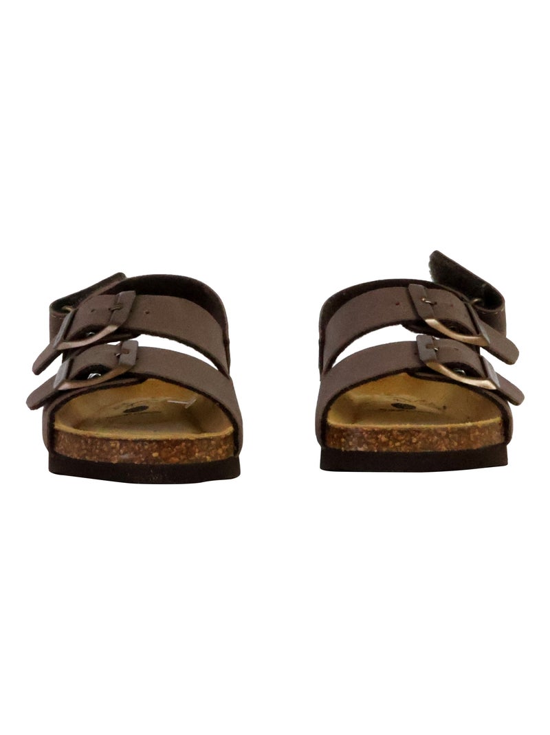 Mules Cuir Enfant Plakton Poli Marron - Kiabi