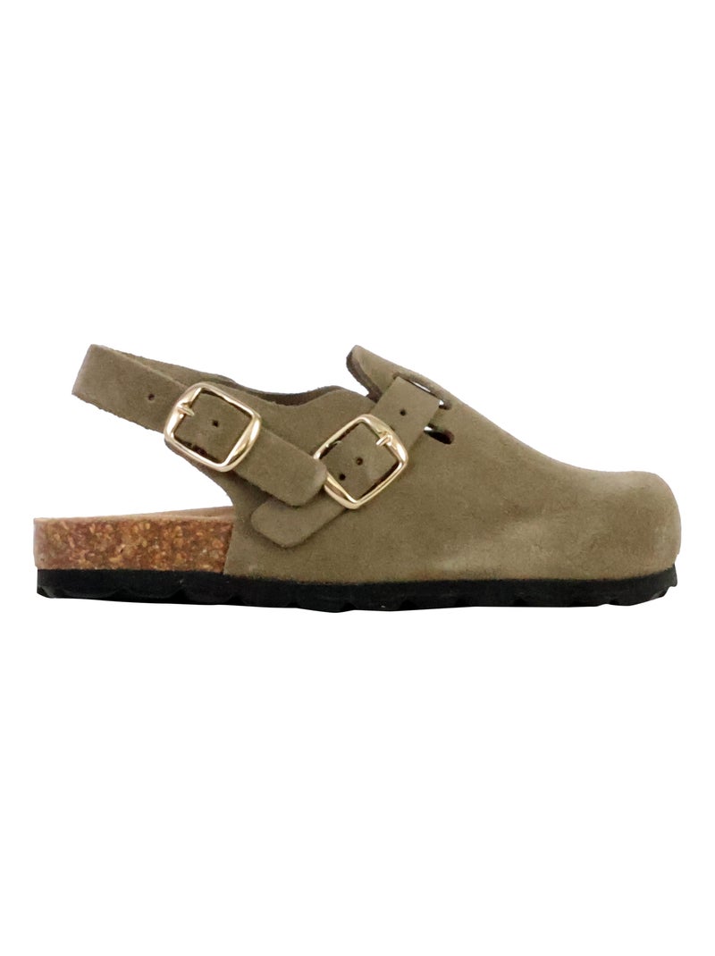 Mules Cuir Enfant The Divine Factory Boreali BS Kaki - Kiabi