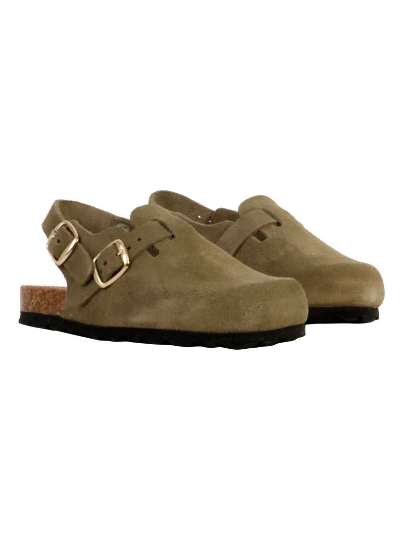 Mules Cuir Enfant The Divine Factory Boreali BS Kaki - Kiabi