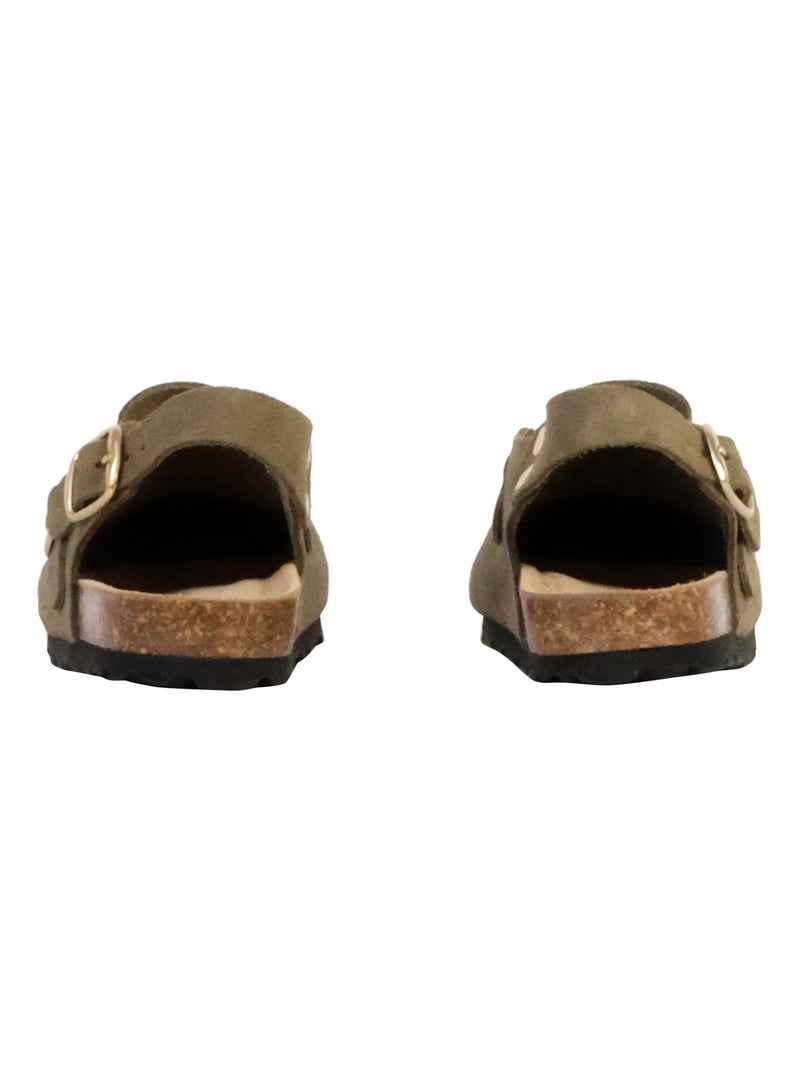 Mules Cuir Enfant The Divine Factory Boreali BS Kaki - Kiabi