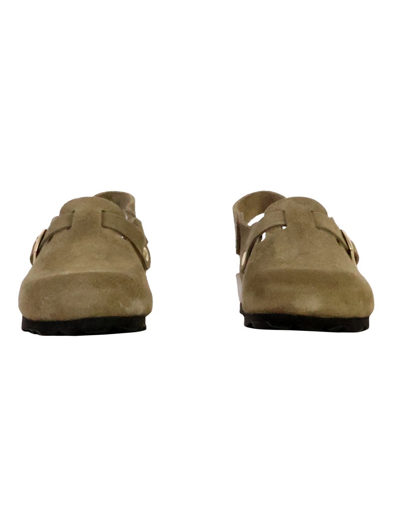 Mules Cuir Enfant The Divine Factory Boreali BS Kaki - Kiabi