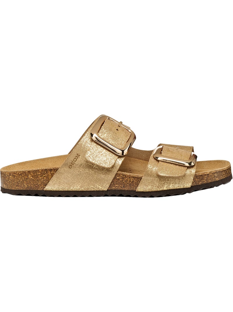 Mules Cuir Geox Briona Doré/or - Kiabi