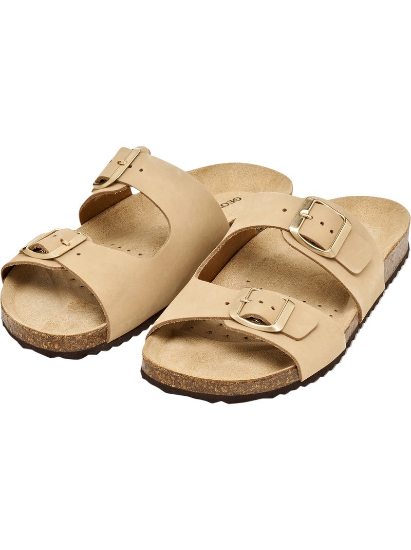 Mules Cuir Geox Brionia Taupe - Kiabi