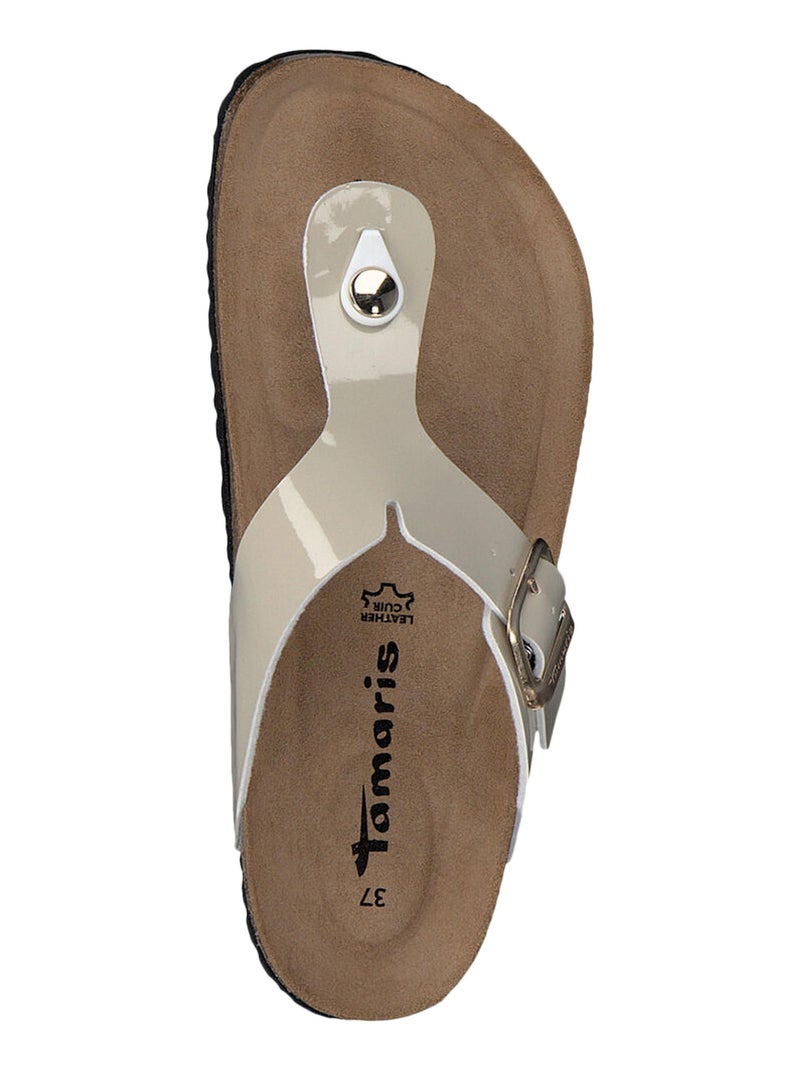Mules Cuir Tamaris Beige - Kiabi