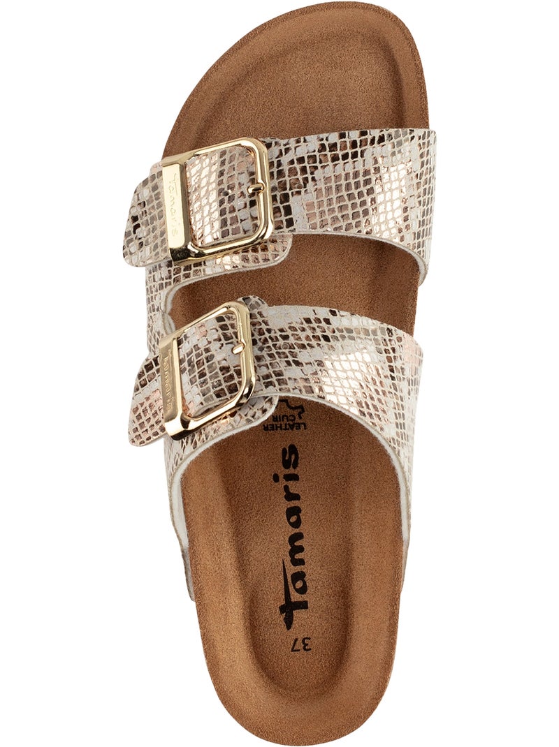 Mules Cuir Tamaris Beige - Kiabi