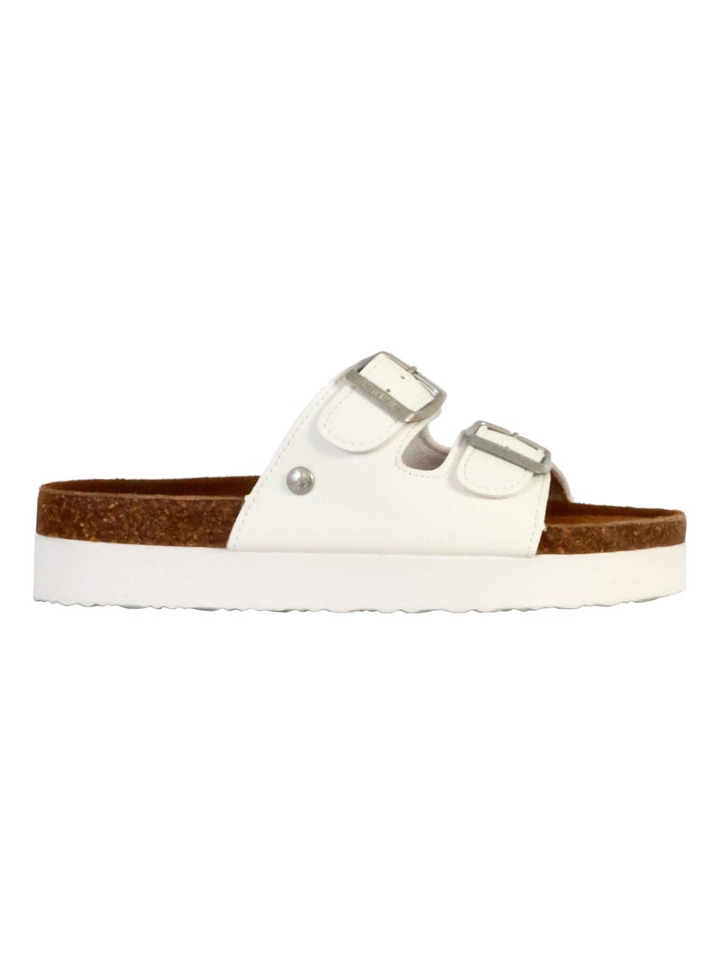 Mules Cuir Terre De Marins Moena Blanc - Kiabi