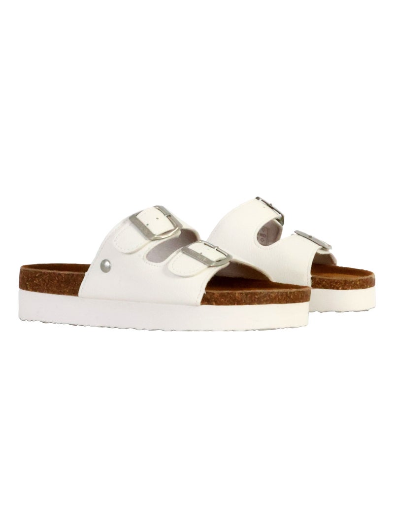 Mules Cuir Terre De Marins Moena Blanc - Kiabi
