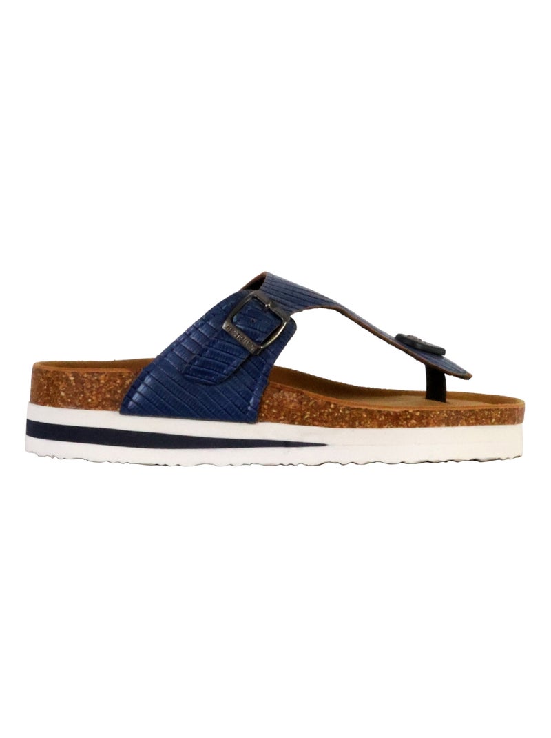 Mules Cuir Terre De Marins Rhodas Bleu marine - Kiabi