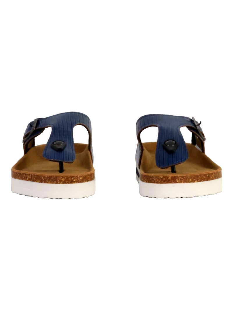 Mules Cuir Terre De Marins Rhodas Bleu marine - Kiabi