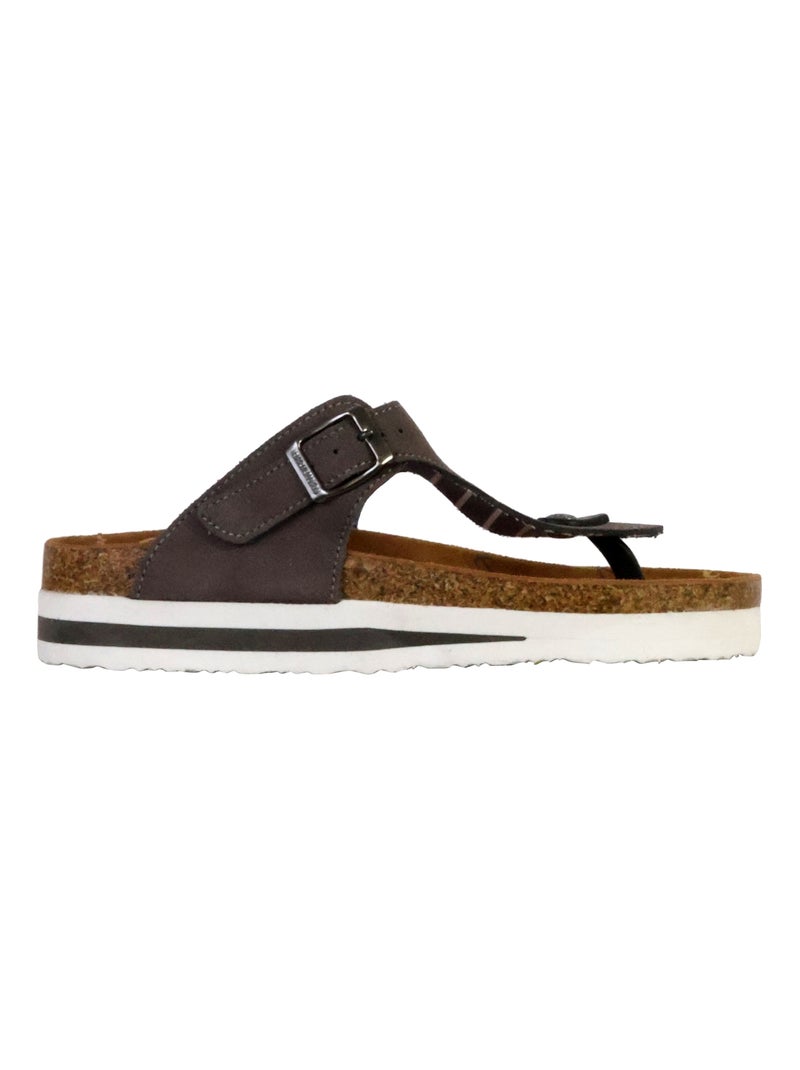 Mules Cuir Terre De Marins Rhodes Gris - Kiabi