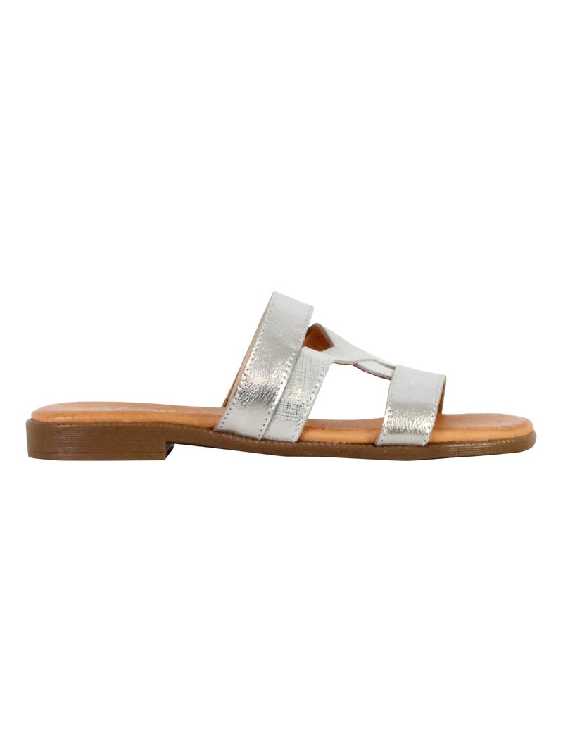 Mules Cuir The Divine Factory Alenoa Argent - Kiabi