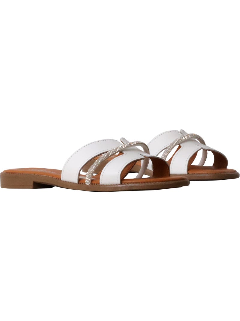 Mules Cuir The Divine Factory Alénoa Blanc - Kiabi