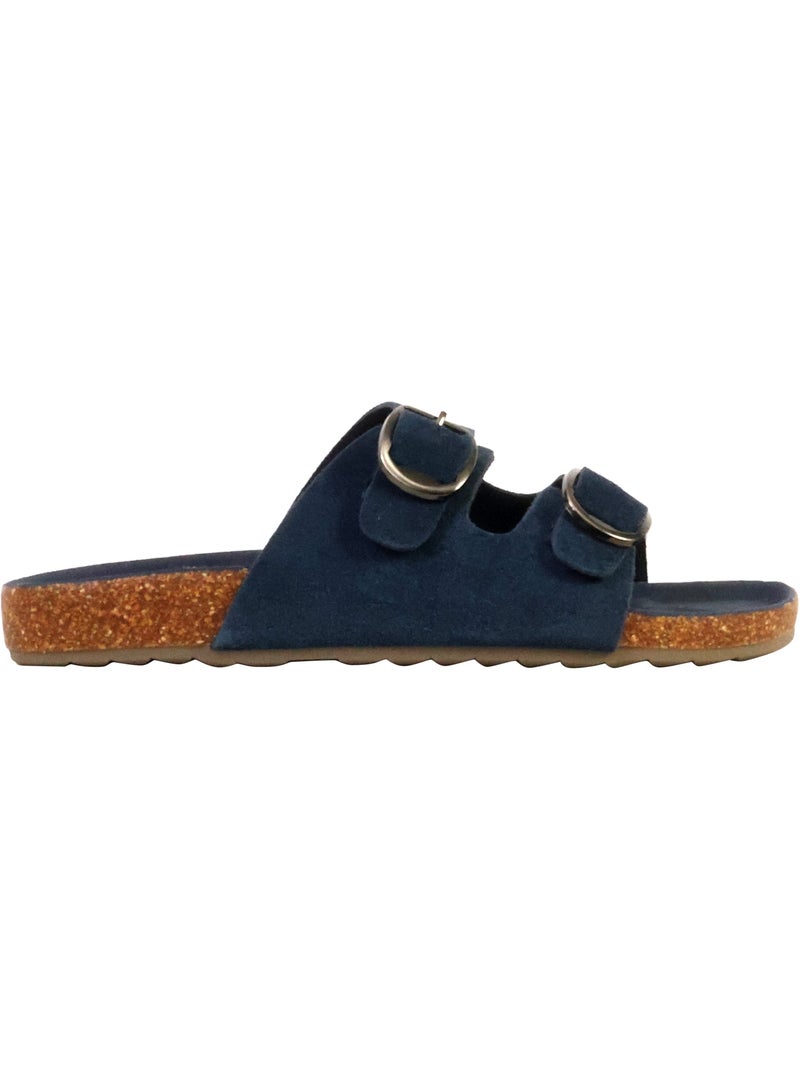 Mules Cuir The Divine Factory Alénoa Bleu marine - Kiabi