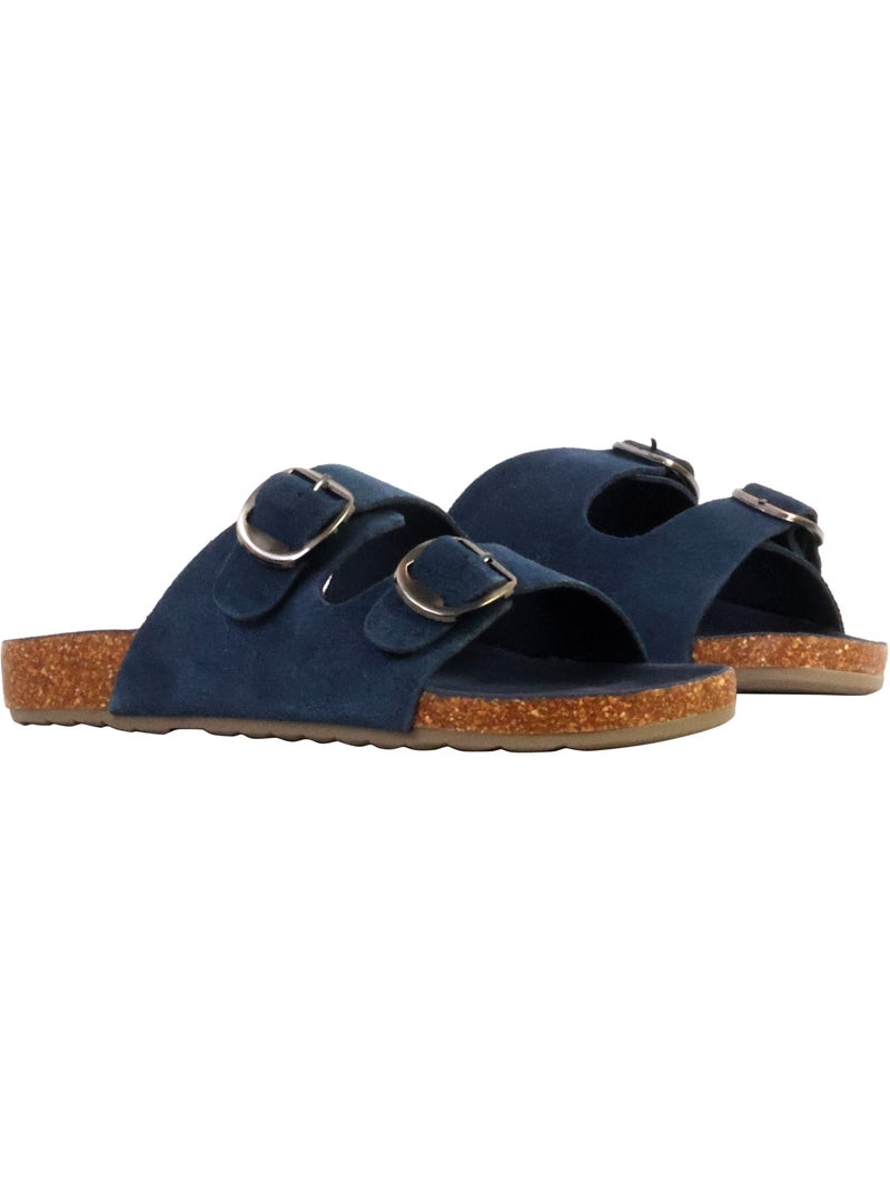 Mules Cuir The Divine Factory Alénoa Bleu marine - Kiabi