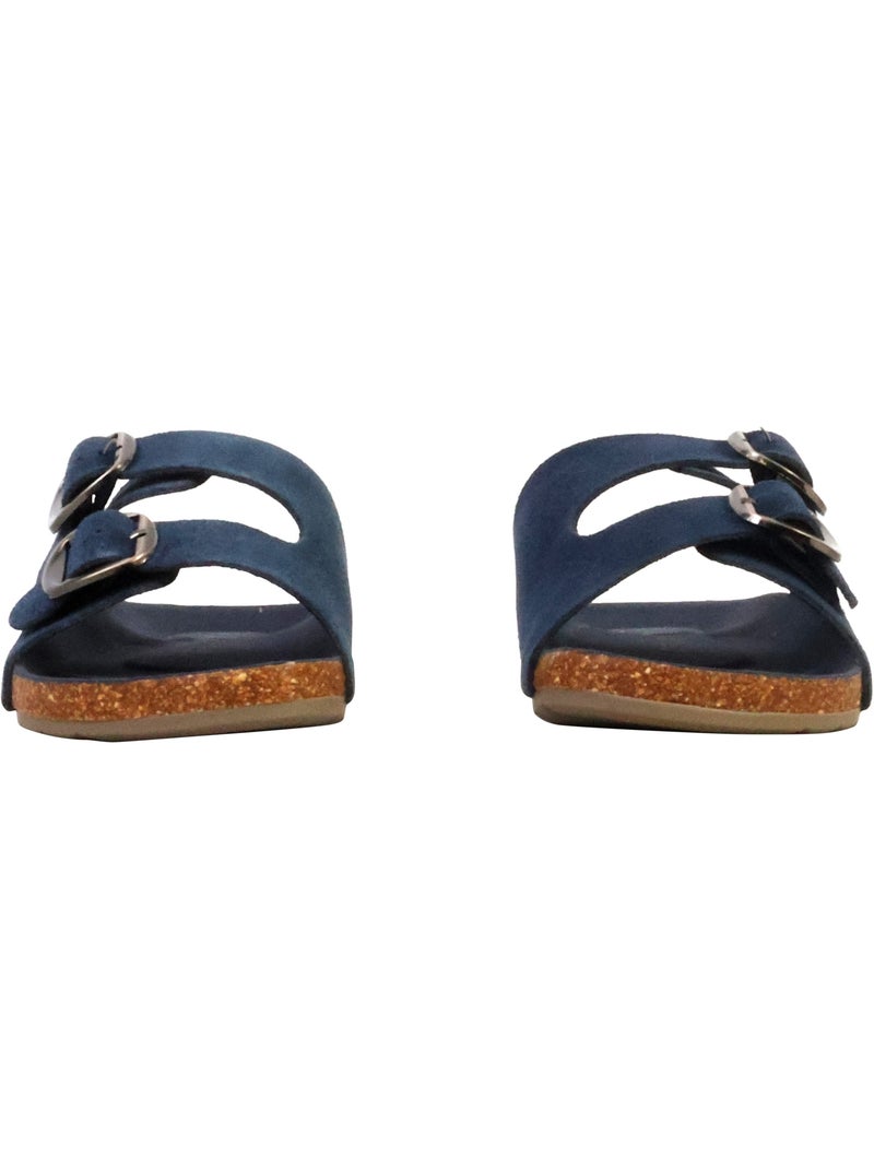 Mules Cuir The Divine Factory Alénoa Bleu marine - Kiabi