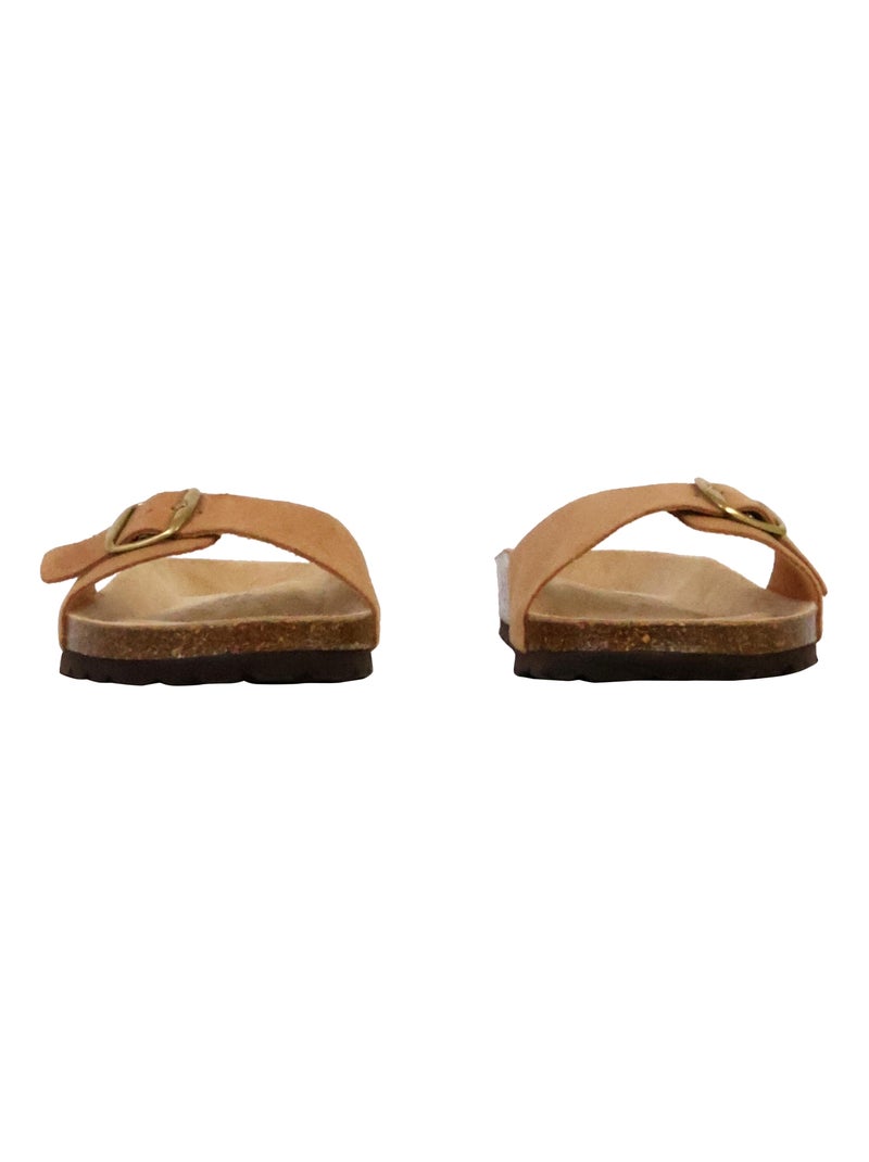 Mules Cuir The Divine Factory Ondee Taupe - Kiabi