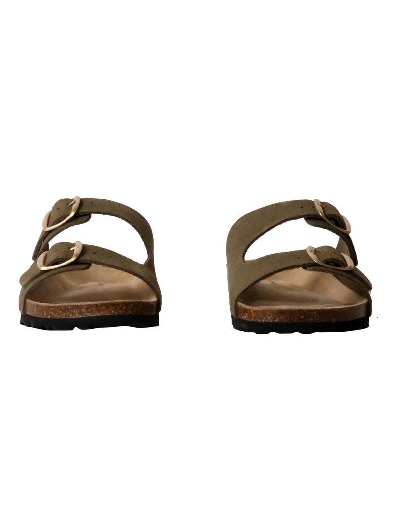 Mules Cuir The Divine Factory Sierra Kaki - Kiabi