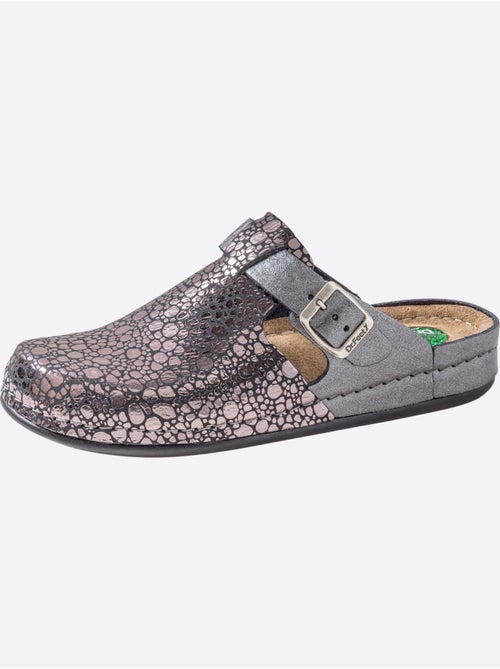 Mules Cuir Vachette Gaufré - Taille Standard - helline - Kiabi