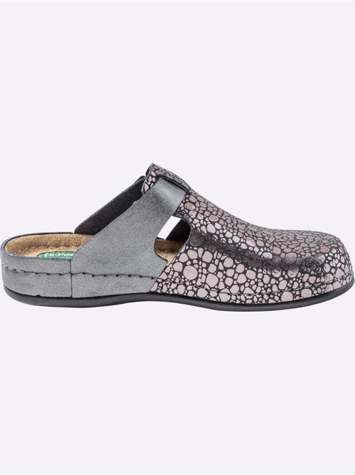 Mules Cuir Vachette Gaufré - Taille Standard - helline - Kiabi