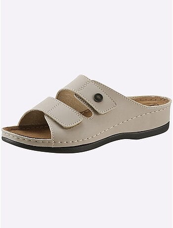 Mules à deux fermetures auto-agrippantes et semelle en cuir - Taille standard - Witt