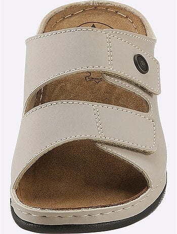 Mules à deux fermetures auto-agrippantes et semelle en cuir - Taille standard - Witt