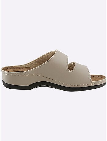 Mules à deux fermetures auto-agrippantes et semelle en cuir - Taille standard - Witt