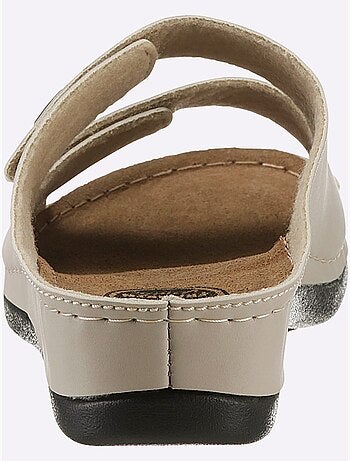 Mules à deux fermetures auto-agrippantes et semelle en cuir - Taille standard - Witt