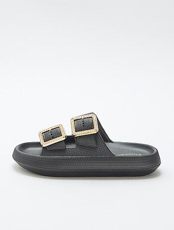 Mules de piscine avec boucles en strass