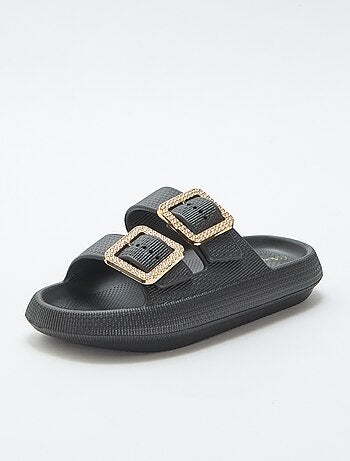 Mules de piscine avec boucles en strass