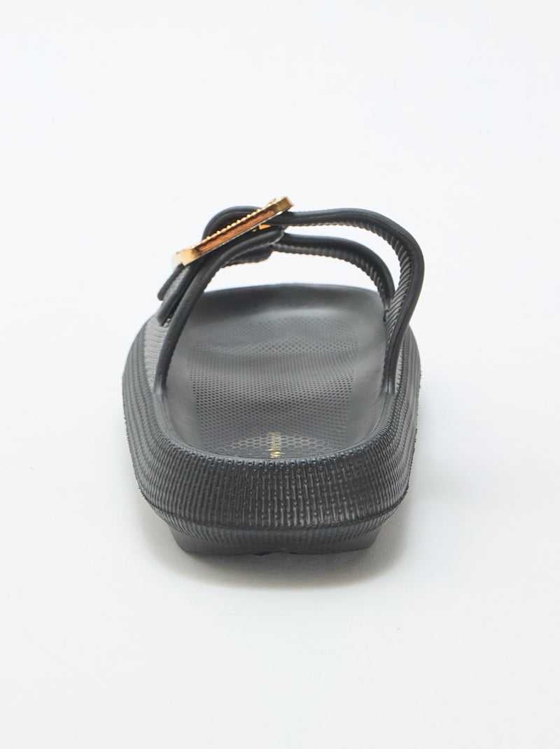 Mules de piscine avec boucles en strass Noir - Kiabi