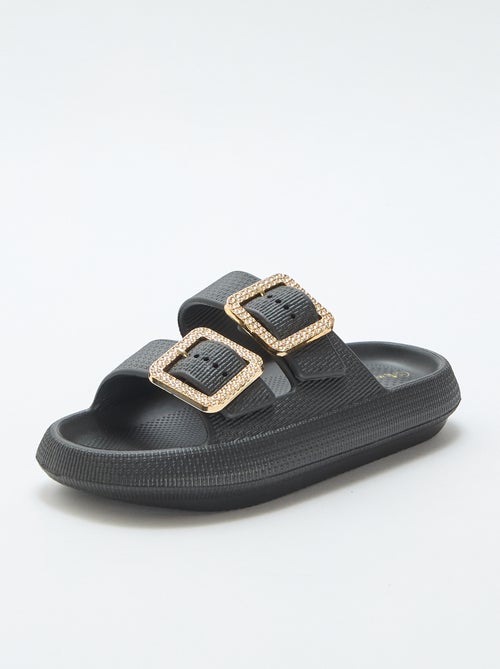 Mules de piscine avec boucles en strass - Kiabi