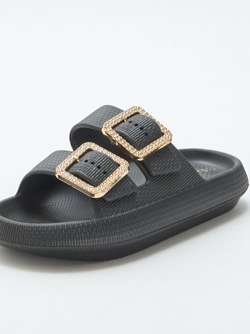 Mules de piscine avec boucles en strass - Kiabi